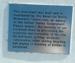 Stainless steel plaque at American War Memorial