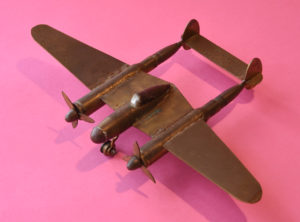 Brass model of P-38 produced in St Felix, France (1944) from the author's collection