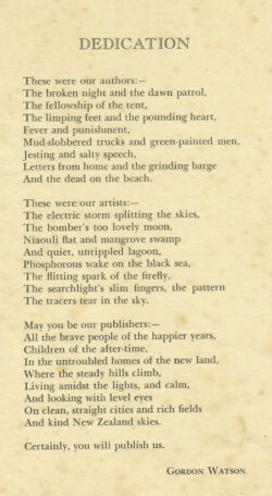 "Dedication" poem by Gordon Watson, 36th. Brigade