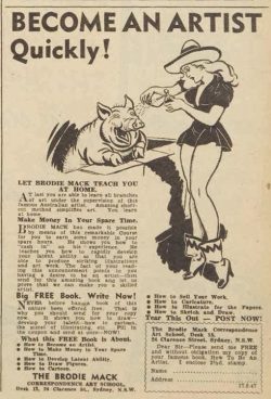 Newspaper advertisement for Brodie Mack Correspondence Art School