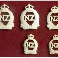 "Onward NZ" badges made from animal bone (Greg Moyle Collection)