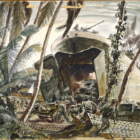 Russell Clark: "Landing Ship Under Fire"