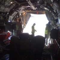 Landing at Honiara airport: the view from the hold of the C130