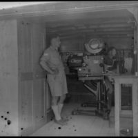 Interior of a Mobile Cinema truck (Archives New Zealand)