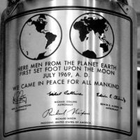 The plaque left on the Moon by Neil Armstrong and Edwin Aldrin