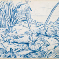 "Pencil Drawing of Three Dead Japanese Soldiers" (Archives New Zealand"