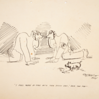 "'I feel more at ease with them every day', said the pig." (Archives New Zealand)