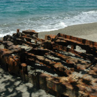 Bonegi Beach, near the wreck of the Kinugawa Maru