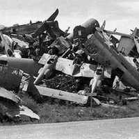 A pile of wrecked P-38s