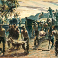 Russell Clark: "Wounded Being Landed on Stirling Island" ca. 1944
