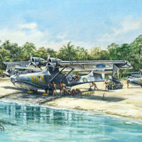 RNZAF Catalinas "on the hard" at Halavo Bay, Florida Island