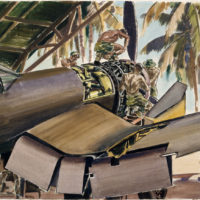 "Maintenance on Corsair, No. Service Unit, Guadalcanal" (Archives New Zealand)