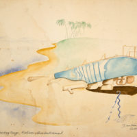 "Wrecked landing barge, Kukum, Guadalcanal" 1944