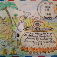 Anonymous artist: Cannibal envelop 1. Date-stamp US Navy, Oct 8 1945