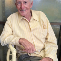 Alan Minola photographed at home in Orewa, aged 96